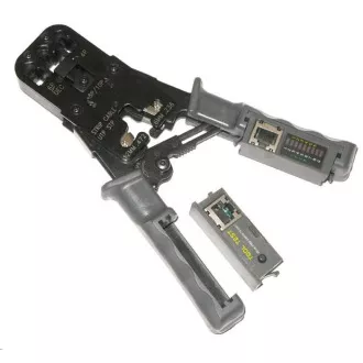 Clește de sertizare PROFI  cu clichet pentru conectori RJ11, RJ12, RJ45 cu tester și indicator LED