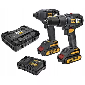 Set de burghie și șurubelniță de impact 2 în 1 fără carbon Caterpillar, DX12K