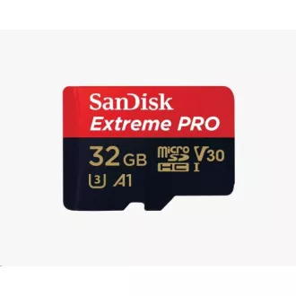 Card SanDisk MIcroSDHC 32GB Extreme PRO (100MB/s, Clasa 10 UHS-I V30) + adaptor