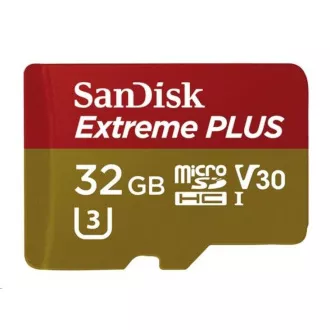 Card SanDisk MicroSDHC 32GB Extreme PLUS (10MB/s, UHS-I V30, Rescue Pro Deluxe) + adaptor