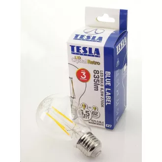 Tesla - LED bec CRYSTAL RETRO BULB E27, 6, 5W, 230V, 835lm, 25 000h, 2700K alb cald, 360 °, clar