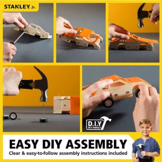 Stanley Jr. OK002-SY Set de construcție, mașină de curse, lemn Stanley Jr. OK002-SY Set de construcție, mașină de curse, lemn