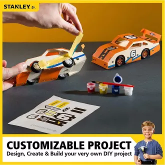 Stanley Jr. OK002-SY Set de construcție, mașină de curse, lemn Stanley Jr. OK002-SY Set de construcție, mașină de curse, lemn