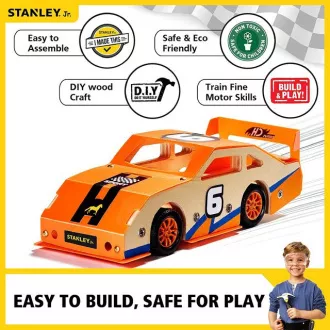 Stanley Jr. OK002-SY Set de construcție, mașină de curse, lemn Stanley Jr. OK002-SY Set de construcție, mașină de curse, lemn
