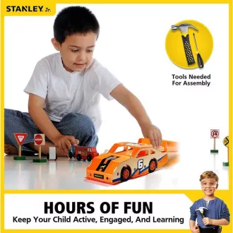 Stanley Jr. OK002-SY Set de construcție, mașină de curse, lemn Stanley Jr. OK002-SY Set de construcție, mașină de curse, lemn