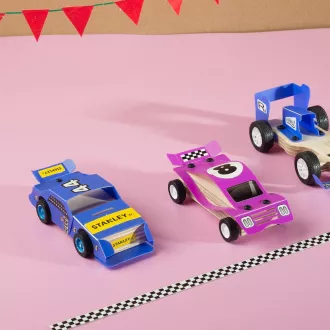 Stanley Jr. OK012-SY Set de construcție, mașină de curse, lemn
