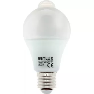 RLL 317 A60 A60 E27 bec PIR 8W WW RETLUX