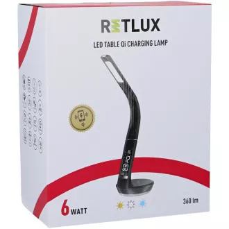 Lampă cu LED-uri RTL 204 stm.negru Qi 6W RETLUX