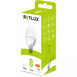 RLL 430 C37 C37 E14 lumânare 8W CW RETLUX