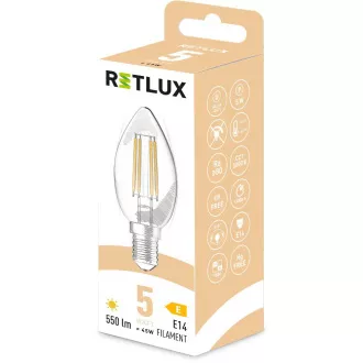 RFL 400 Fil. C35 E14 lumânare 5W WW RETLUX
