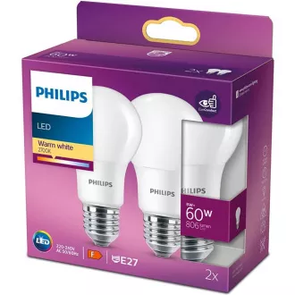 LED 60W A60 E27 2700K pachet de 2 PHILIPS LED 60W A60 E27 2700K pachet de 2 PHILIPS