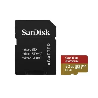 Card SanDisk MicroSDHC 32GB Extreme (100MB/s, Clasa 10, UHS-I U3 V30) + adaptor Card SanDisk MicroSDHC 32GB Extreme (100MB/s, Clasa 10, UHS-I U3 V30) + adaptor