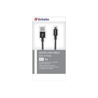 Cablu VERBATIM cablu Mirco B Cablu USB Sync & Charge 100cm negru 48863 autocolant O2