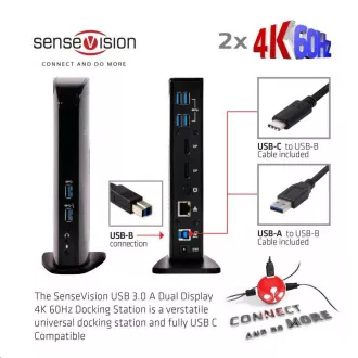 Stație de andocare Club3D USB-A sau USB-C, 10 în 1 2xDP, 6xUSB, 1xRJ45, 1x3.5mm, neagră