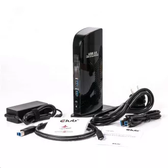 Stație de andocare Club3D USB-A sau USB-C, 10 în 1 2xDP, 6xUSB, 1xRJ45, 1x3.5mm, neagră