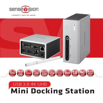 Mini stație de andocare Club3D USB 3.0 4K30Hz UHD (HDMI / DVI / 4x USB 3.1 / Ethernet / Audio) Mini stație de andocare Club3D USB 3.0 4K30Hz UHD (HDMI / DVI / 4x USB 3.1 / Ethernet / Audio)