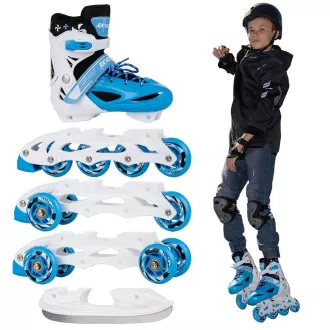 Patine cu rotile 4 in 1 Enero KIDS - albastru-alb, 34-37 Patine cu rotile 4 in 1 Enero KIDS - albastru-alb, 34-37