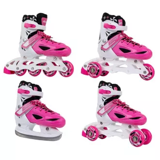 Patine cu rotile 4 în 1 Enero KIDS - roz-alb, 34-37