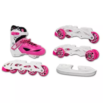 Patine cu rotile 4 in 1 Enero KIDS - roz-alb, 30-33