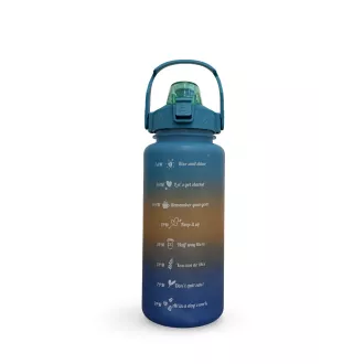 Sticla sport motivational 2l, turcoaz inchis
