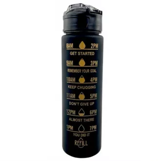 Sticla sport motivational 3 in 1, 2000 ml + 900 ml + 300 ml, negru