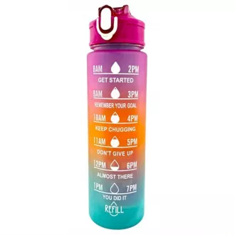 Sticla sport motivational 3 in 1, 2000 ml + 900 ml + 300 ml, negru