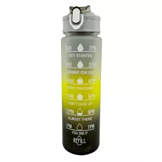 Sticla sport motivational 3 in 1, 2000 ml + 900 ml + 300 ml, negru