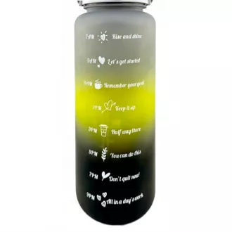 Sticla sport motivational 3 in 1, 2000 ml + 900 ml + 300 ml, negru