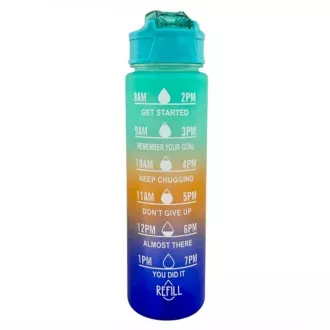 Sticla sport motivational 3 in 1, 2000 ml + 900 ml + 300 ml, negru