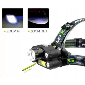 Lampă frontală CREE 1 x XM-L T6 4 x puternic Q5 alb 1 x puternic COB bandă ZOOM Lampă frontală CREE 1 x XM-L T6 4 x puternic Q5 alb 1 x puternic COB bandă ZOOM
