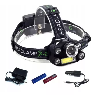 Lampă frontală CREE 1 x XM-L T6 4 x puternic Q5 alb 1 x puternic COB bandă ZOOM Lampă frontală CREE 1 x XM-L T6 4 x puternic Q5 alb 1 x puternic COB bandă ZOOM