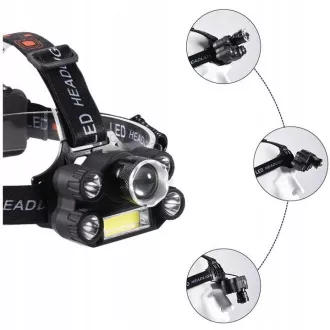 Lampă frontală CREE 1 x XM-L T6 4 x puternic Q5 alb 1 x puternic COB bandă ZOOM Lampă frontală CREE 1 x XM-L T6 4 x puternic Q5 alb 1 x puternic COB bandă ZOOM