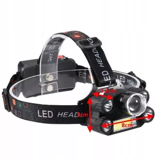 Lampă frontală CREE 1 x XM-L T6 4 x puternic Q5 alb 1 x puternic COB bandă ZOOM Lampă frontală CREE 1 x XM-L T6 4 x puternic Q5 alb 1 x puternic COB bandă ZOOM