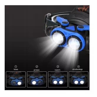 Lampă frontală USB LED CREE, tip led 2x XM-L T6X