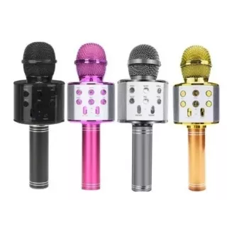 Microfon bluetooth karaoke cu difuzor, argintiu Microfon bluetooth karaoke cu difuzor, argintiu
