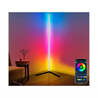 Lampă de podea de colț cu LED RGB, cu telecomandă