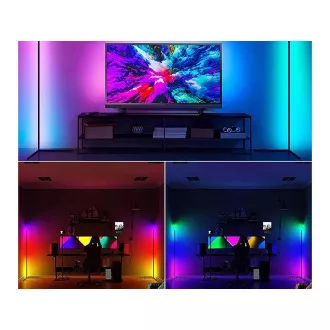 Lampă de podea de colț cu LED RGB, cu telecomandă