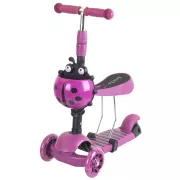 Trotinetă pentru copii 2în1 BERUŠKA cu roți cu LED-uri, violet
