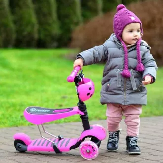 Trotinetă pentru copii 2în1 BERUŠKA cu roți cu LED-uri, roz Trotinetă pentru copii 2în1 BERUŠKA cu roți cu LED-uri, roz