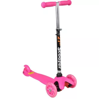 MINI SCOOTER trotinetă cu trei roți cu roți strălucitoare, roz