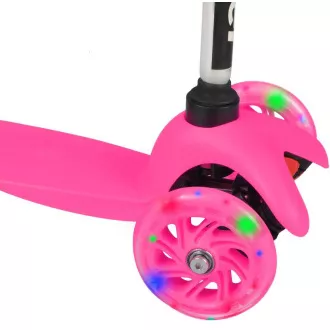 MINI SCOOTER trotinetă cu trei roți cu roți strălucitoare, roz