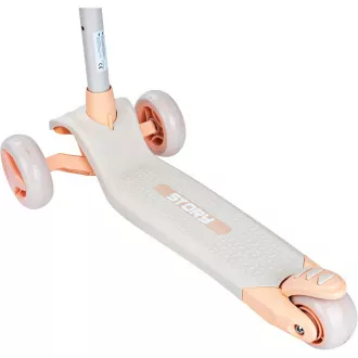 Trotineta cu trei roti pentru copii Story Mini Friends cu roti trotinete LED, alb