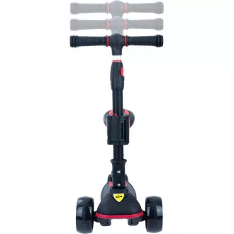 Trotineta cu trei roti pentru copii Story 2in1 Deluxe cu roti luminoase mini trotineta, negru-rosu