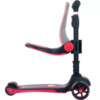 Trotineta cu trei roti pentru copii Story 2in1 Deluxe cu roti luminoase mini trotineta, negru-rosu