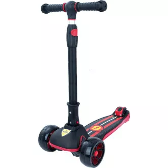 Trotineta cu trei roti pentru copii Story 2in1 Deluxe cu roti luminoase mini trotineta, negru-rosu