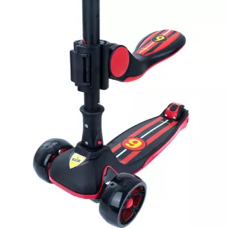 Trotineta cu trei roti pentru copii Story 2in1 Deluxe cu roti luminoase mini trotineta, negru-rosu