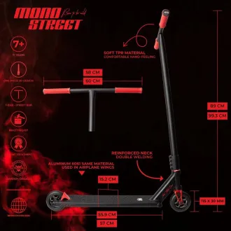 Trotinetă freestyle NKD Mono, Negru-Roșu Trotinetă freestyle NKD Mono, Negru-Roșu