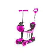 Trotinetă pentru copii 3in1 BERUŠKA cu roți cu LED-uri, roz