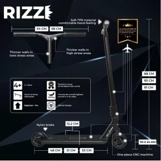 Trotinetă freestyle NKD Rizz Stunt, Negru