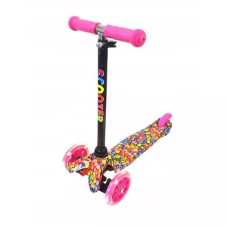 MINI SCOOTER scuter cu trei roți cu roți strălucitoare, BONBON